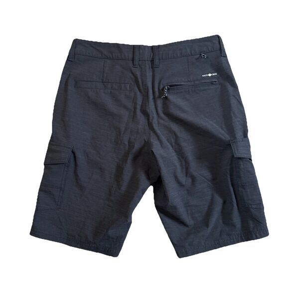 Salty Crew Drifting 2 Cargo Hybrid Walk Shorts Mens SZ 28 Black - Picture 11 of 12